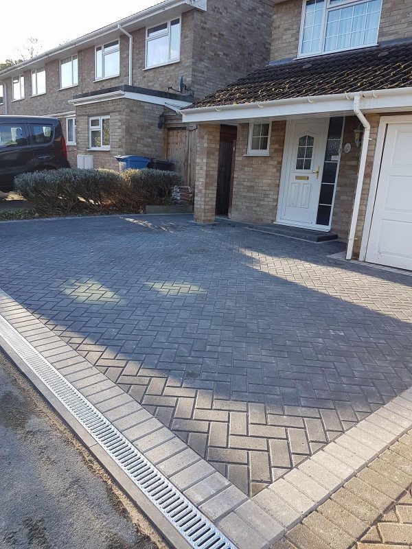 Tegula block driveway, portrait detail